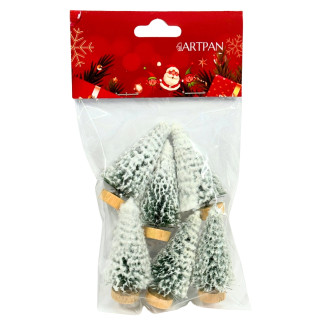 Choinka Mini dekoracja świąteczna STROIK ŚNIEŻONA OZDOBNA 6 cm 6 SZTUK