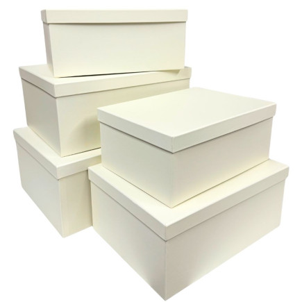 Komplet pudełek Prezentowych Zestaw Ozdobnych 5 Sztuk 36 x 27 cm Kremowy