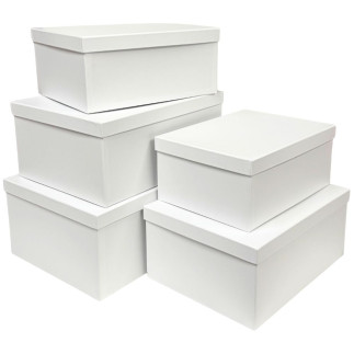 Komplet pudełek Prezentowych Zestaw Ozdobnych 5 Sztuk 36 x 27 cm Biały