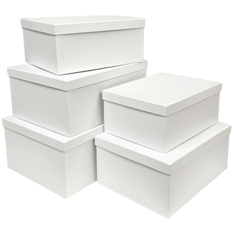 Komplet pudełek Prezentowych Zestaw Ozdobnych 5 Sztuk 36 x 27 cm Biały Komplet pudełek Prezentowych Zestaw Ozdobnych 5 Sztuk 36 x 27 cm Biały