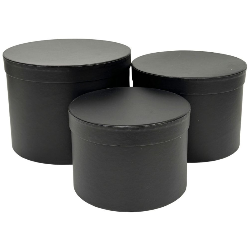 Komplet 3 Pudełek Flower Box 15 cm do Dekoracji Kompozycji Ozdobny Czarny Komplet 3 Pudełek Flower Box 15 cm do Dekoracji Kompozycji Ozdobny Czarny