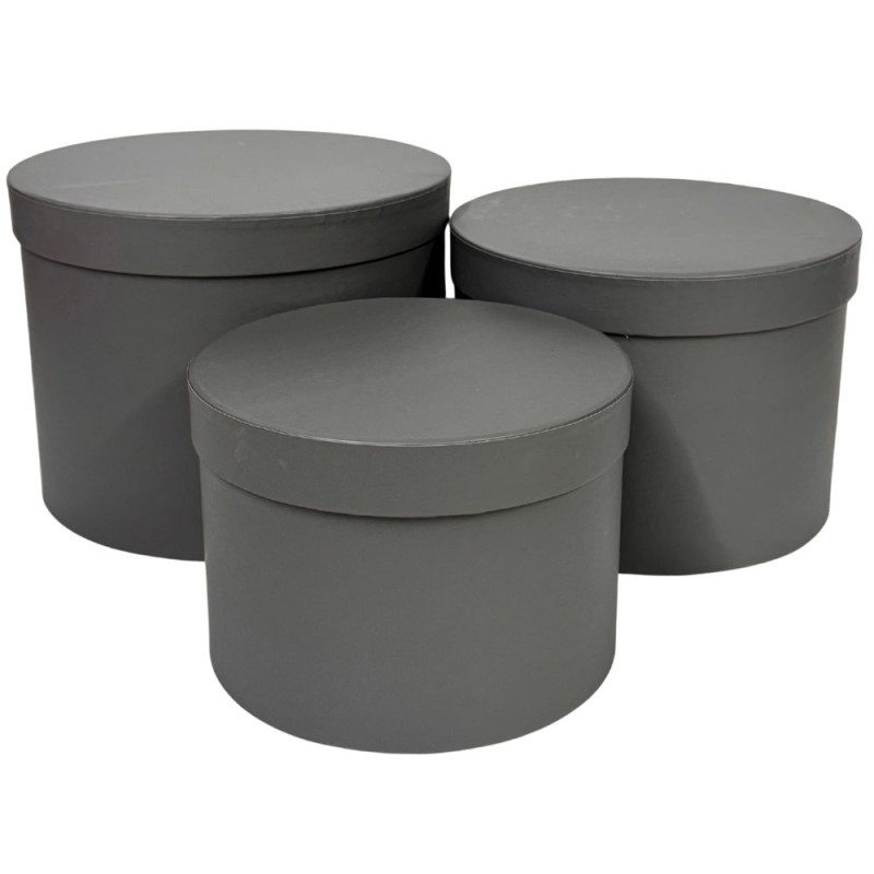 Komplet 3 Pudełek Flower Box 15 cm do Dekoracji Kompozycji Ozdobny Szary Komplet 3 Pudełek Flower Box 15 cm do Dekoracji Kompozycji Ozdobny Szary