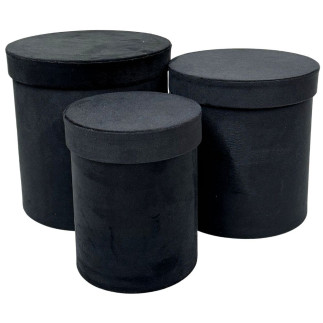 Komplet pudełek Flower Box Welurowe 3 Sztuki Ozdobne 21,2 cm Czarny