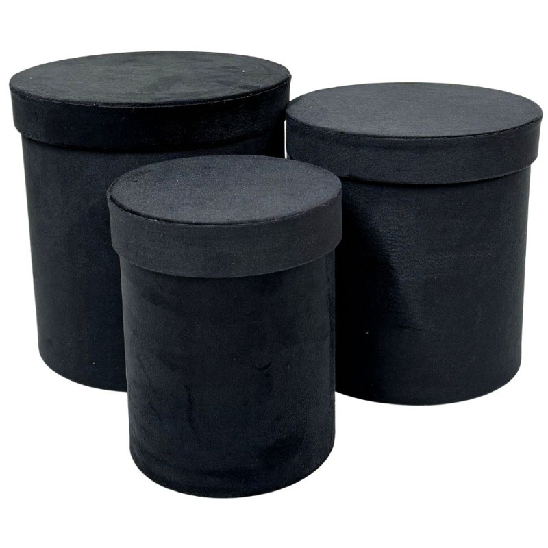 Komplet pudełek Flower Box Welurowe 3 Sztuki Ozdobne 21,2 cm Czarny Komplet pudełek Flower Box Welurowe 3 Sztuki Ozdobne 21,2 cm Czarny