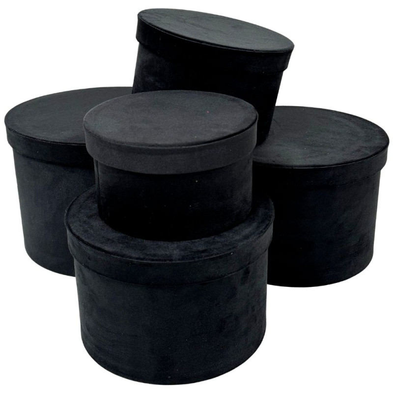 Komplet pudełek Flower Box Welurowe 5 Sztuk 17,2 cm Czarny Komplet pudełek Flower Box Welurowe 5 Sztuk 17,2 cm Czarny