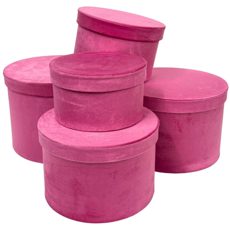Komplet pudełek Flower Box Welurowe 5 Sztuk 17,2 cm Fuksja Komplet pudełek Flower Box Welurowe 5 Sztuk 17,2 cm Fuksja