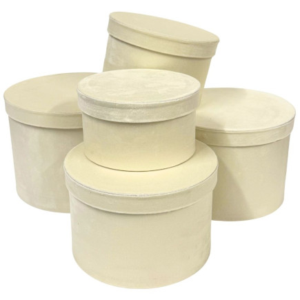 Komplet pudełek Flower Box Welurowe 5 Sztuk 17,2 cm Kremowy