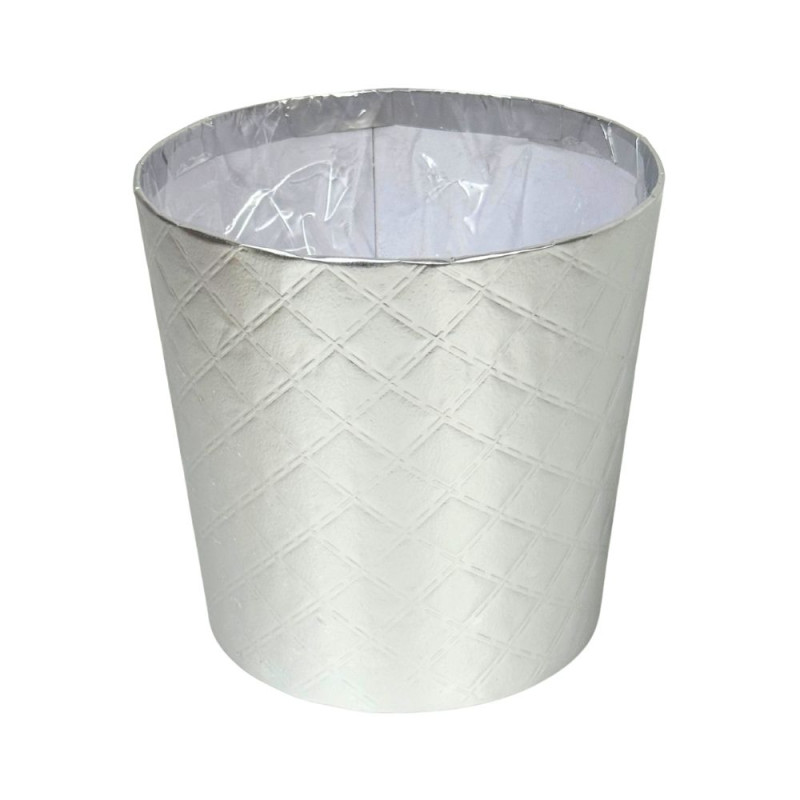 Osłonka Pudełko Flower Box na Pojedyńczego Kwiata Okrągła 12,5 cm Srebrna