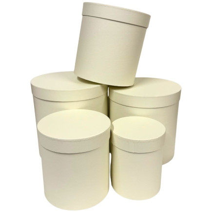 Komplet pudełek Flower Box Florystyczne do Kompozycji 5 Sztuk 25 cm Kremowy