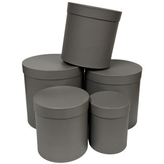 Komplet pudełek Flower Box Florystyczne do Kompozycji 5 Sztuk 25 cm Szare