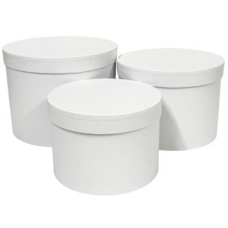 Komplet 3 Pudełek Flower Box 15 cm do Dekoracji Kompozycji Ozdobny Biały