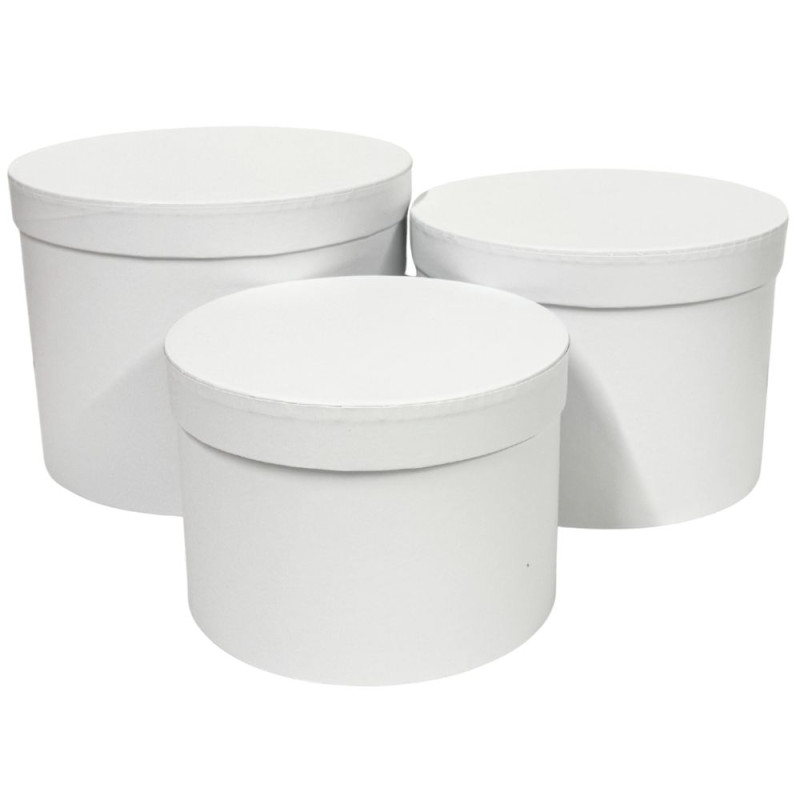 Komplet 3 Pudełek Flower Box 15 cm do Dekoracji Kompozycji Ozdobny Biały