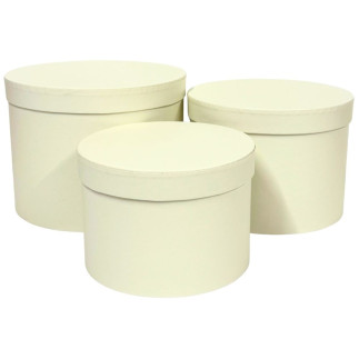 Komplet 3 Pudełek Flower Box 15 cm do Dekoracji Kompozycji Ozdobny Kremowy