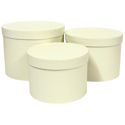 Komplet 3 Pudełek Flower Box 15 cm do Dekoracji Kompozycji Ozdobny Kremowy