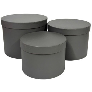 Komplet 3 Pudełek Flower Box 15 cm do Dekoracji Kompozycji Ozdobny Szary