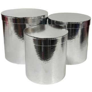 Komplet Flower Box Metaliczne Ozdobne Do Kompozycji 3 Sztuki 23 cm Srebrne