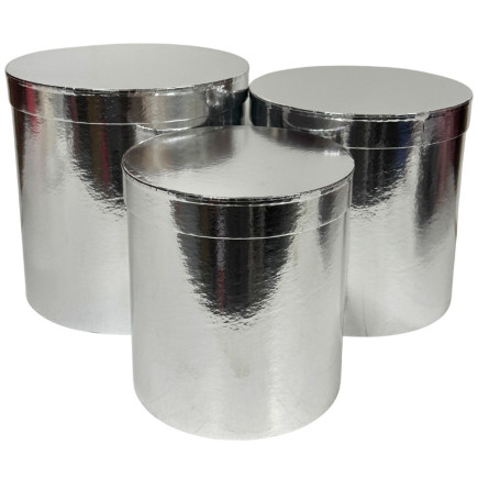 Komplet Flower Box Metaliczne Ozdobne Do Kompozycji 3 Sztuki 23 cm Srebrne