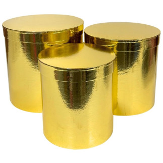 Komplet Flower Box Metaliczne Ozdobne Do Kompozycji 3 Sztuki 23 cm Złote