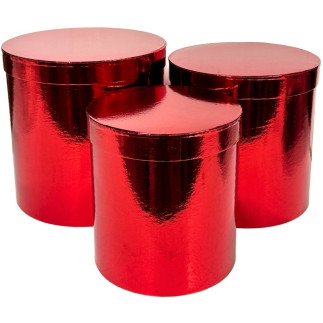 Komplet Flower Box Metaliczne Ozdobne Do Kompozycji 3 Sztuki 23 cm Czerwone