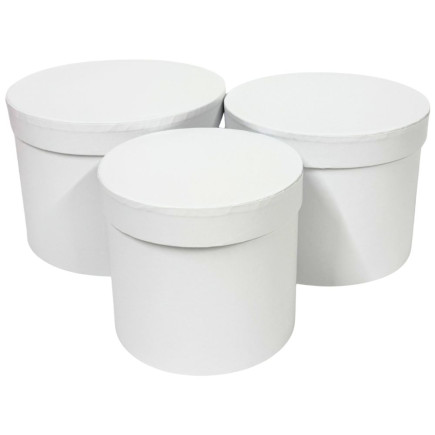 Komplet 3 Pudełek Flower Box do Kompozycji Ozdobne  3 Sztuki 17,5 cm Biały