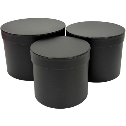 Komplet 3 Pudełek Flower Box do Kompozycji Ozdobne  3 Sztuki 17,5 cm Czarny