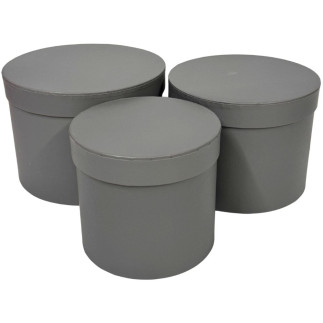 Komplet 3 Pudełek Flower Box do Kompozycji Ozdobne  3 Sztuki 17,5 cm Szary