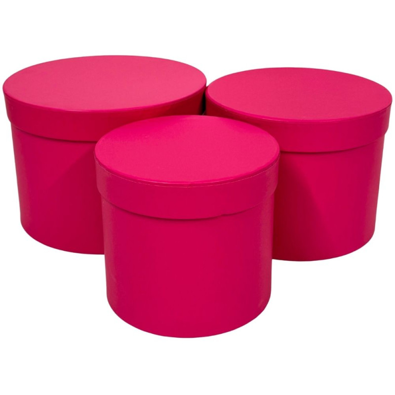 Komplet 3 Pudełek Flower Box do Kompozycji Ozdobne  3 Sztuki Amarantowy