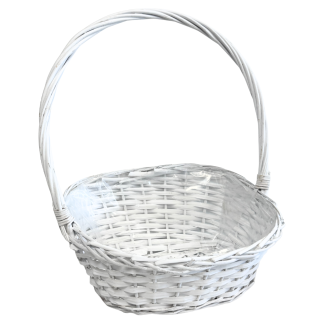 Kosz Kwiatowy na Kwiaty Wiklinowy Prezentowy Biały 50 cm