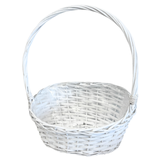 Kosz Kwiatowy na Kwiaty Wiklinowy Prezentowy Biały 50 cm