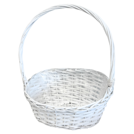 Kosz Kwiatowy na Kwiaty Wiklinowy Prezentowy Biały 50 cm