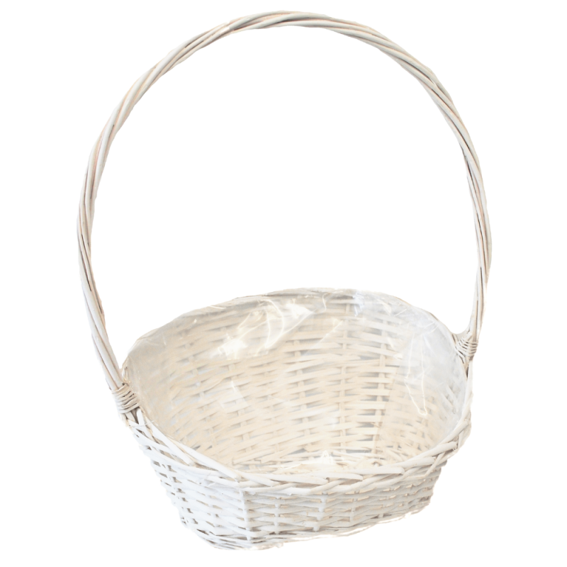 Kosz Wiklinowy Prezentowy Biały Delikatesowy 48 cm