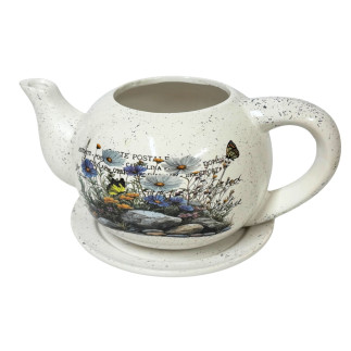 Ceramiczny Dzbanek z podstawkiem Doniczka Dekoracyjna Ozdobna Kwiaty 30 cm