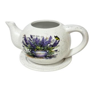 Ceramiczny Dzbanek z podstawkiem Doniczka Dekoracyjna Ozdobna Lawenda 30 cm