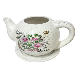 Ceramiczny Dzbanek z podstawkiem Doniczka Dekoracyjna Ozdobna Kwiaty Paris 30 cm