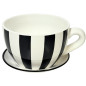 Ceramiczna Filiżanka z podstawkiem Doniczka Dekoracyjna Ozdobna Paski 31,5 cm