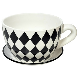 Ceramiczna Filiżanka z podstawkiem Doniczka Dekoracyjna Ozdobna Romby 25 cm