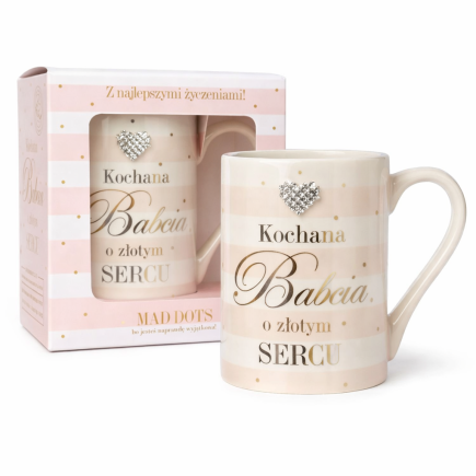 Kubek Dla Babci Prezent Upominek na Dzień Babci Kochana Babcia o złotym sercu