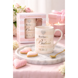Kubek Dla Babci Prezent Upominek na Dzień Babci Kochana Babcia o złotym sercu