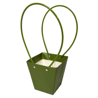 Torebka Papierowa Prezentowa na Kwiaty Ozdobna z Rączką Zielona 33 cm 10 Sztuk