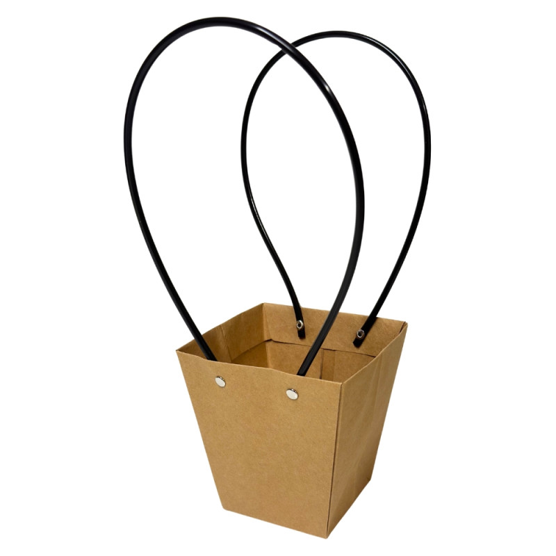 Torebka Papierowa Prezentowa na Kwiaty Ozdobna z Rączką Brązowa Naturalna 33 cm 10 Sztuk