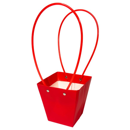 Torebka Papierowa Prezentowa na Kwiaty Ozdobna z Rączką Czerwona 33 cm 10 Sztuk