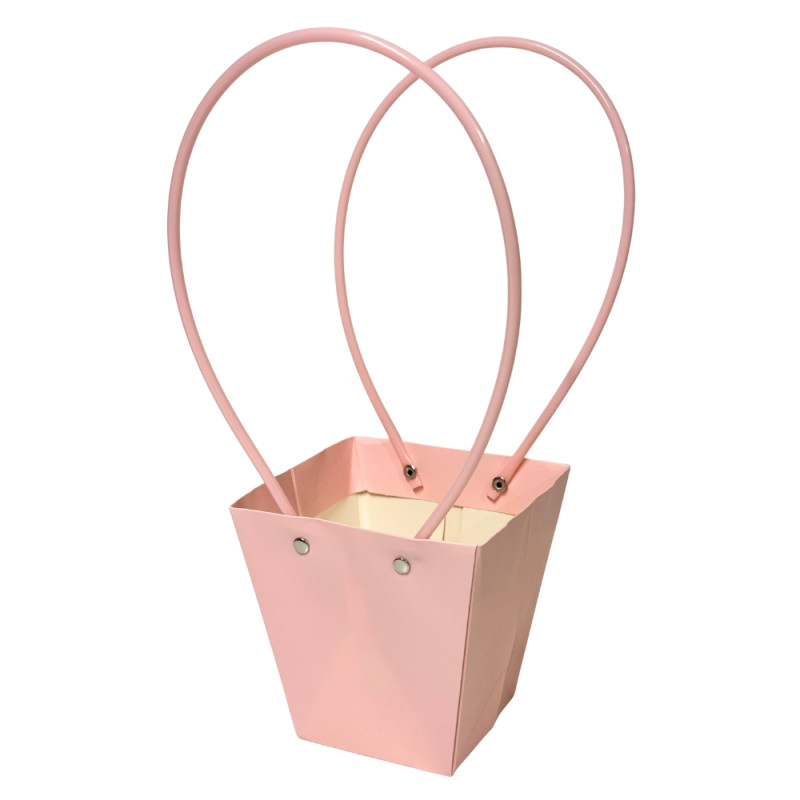 Torebka Papierowa Prezentowa na Kwiaty Ozdobna z Rączką Różowa 33 cm 10 Sztuk