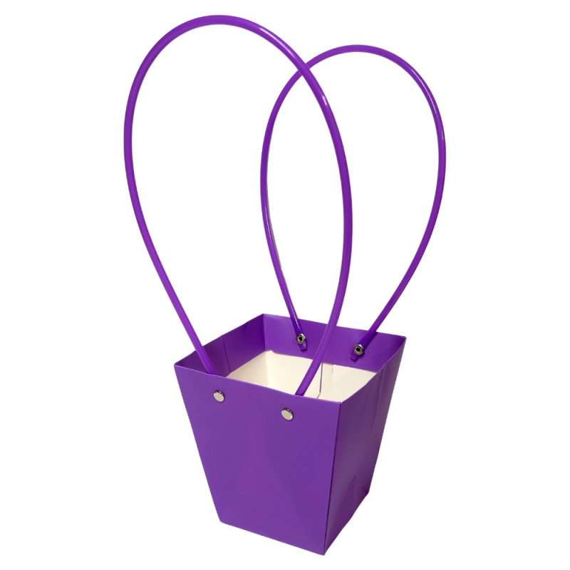 Torebka Papierowa Prezentowa na Kwiaty Ozdobna z Rączką Fioletowa 33 cm 10 Sztuk