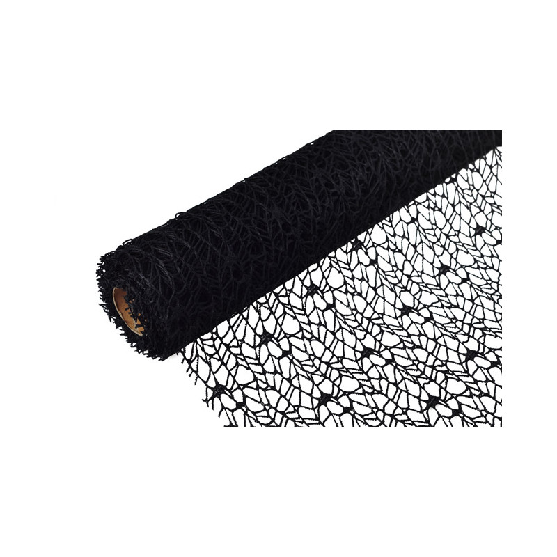 Siatka Florystyczna Koronkowa do Kwiatów Florystyka Mesh 50 cm 4,5 m Czarna