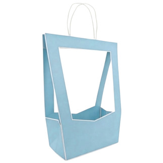 Torebka Papierowa Prezentowa z okienkiem na kwiaty z Rączką BŁĘKITNA 47x23 cm - 5 sztuk