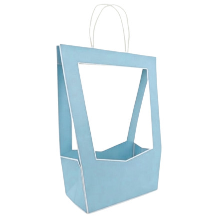 Torebka Papierowa Prezentowa z okienkiem na kwiaty z Rączką BŁĘKITNA 47x23 cm - 5 sztuk