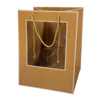 Torebka Papierowa Prezentowa z okienkiem z Rączką Duża Naturalna 30x30 cm - 10 sztuk