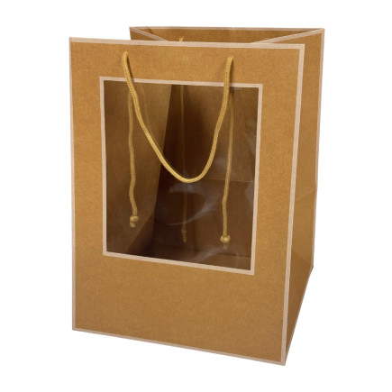Torebka Papierowa Prezentowa z okienkiem z Rączką Duża Naturalna 30x30 cm - 10 sztuk