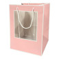 Torebka Papierowa Prezentowa z okienkiem z Rączką Duża Jasny Róż 30x30 cm - 10 sztuk