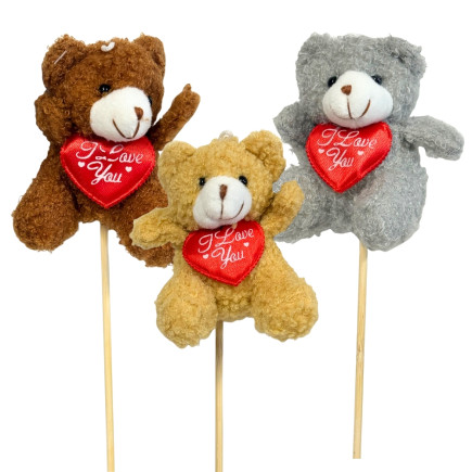 Miś na piku z serduszkiem do Flower Box Walentynki Dzień Kobiet 32 cm 12 sztuk